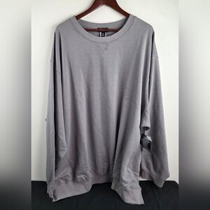 King Size Sweatshirt Mens 5XL Gray Long Sleeve Pullover Solid